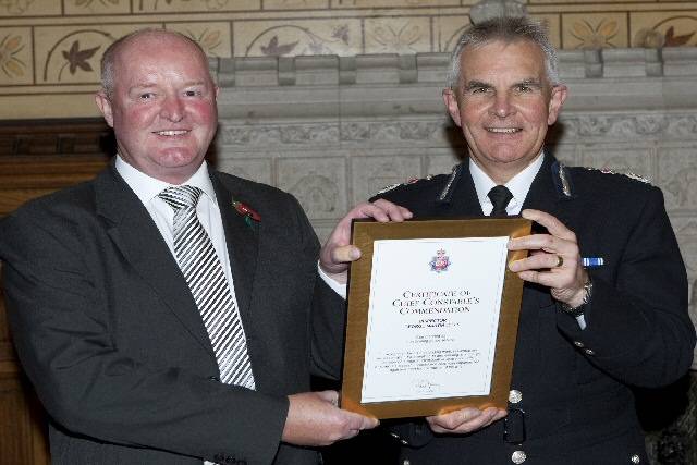 Former Inspector Martin Jeffs with Greater Manchester Police's Chief Constable, Peter Fahy