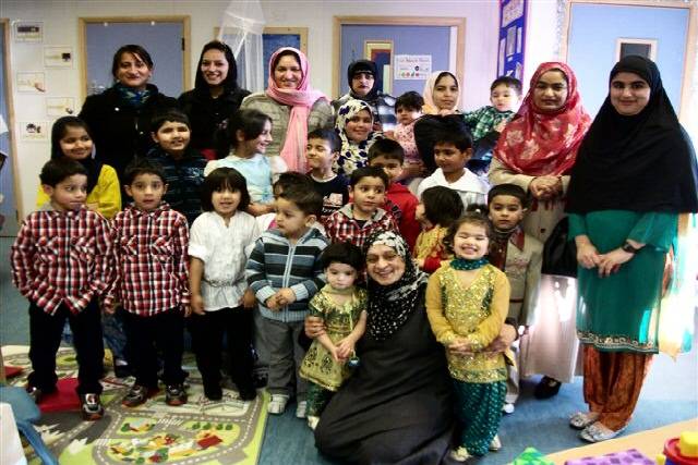 Families at Heybrook and Hamer Children’s Centre enjoy their Eid party
