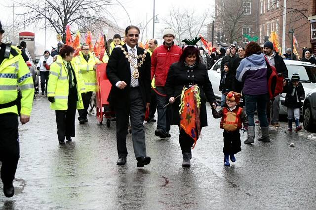 Mayor Ali and Town Centre Manager Debbie O'Brien
- Rochdale reindeer parade - 2010 