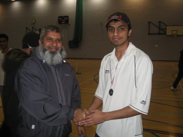 Usman of Jandians receiving Man of the match medal from Haji Zafar (Playing Committee member of RSCL).