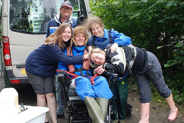 Andy Walker (centre) with helpers