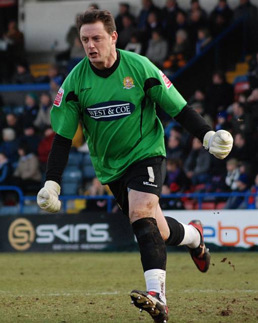 Tony Roberts celebrates as Dagenham get an instant equaliser.