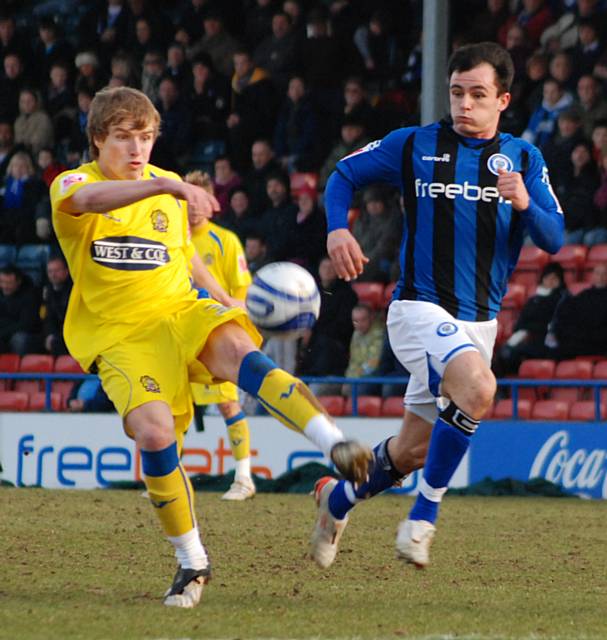 McCrory clears under pressure from Chris Dagnall.