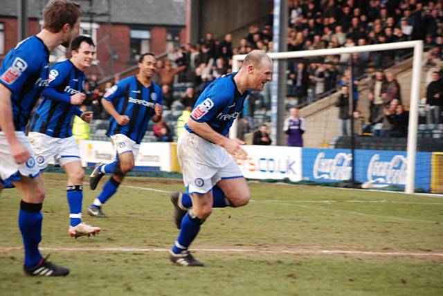 Jones wheels away after scoring his first goal in two years.