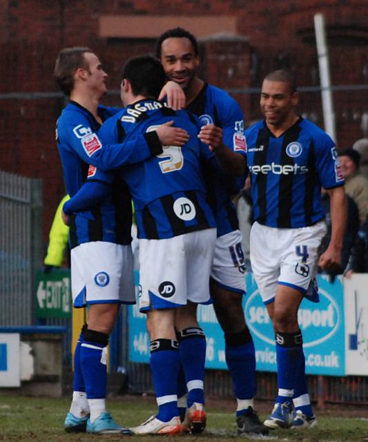 More celebrations as O'Grady seals the points for Rochdale.