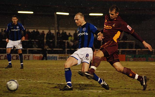 Captain Gary Jones in action against Bradford at Spotland