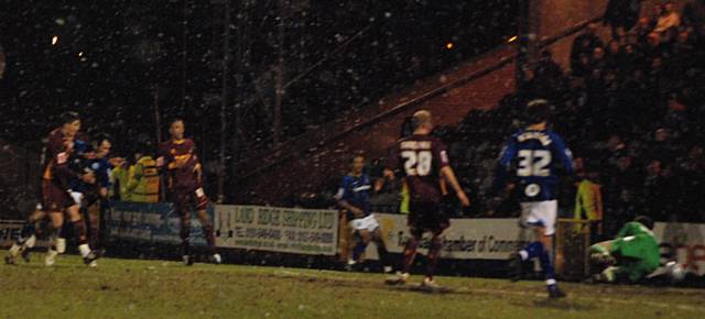 Chris Dagnall provides the finish to O'Grady's cross to level the game just before half time.