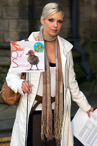 Carley Smith at a protest against the closure of the Three Owls