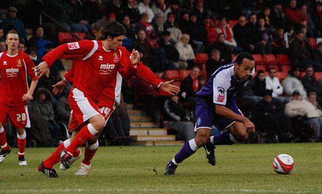 O'Grady turns on the edge of the Cheltenham box.