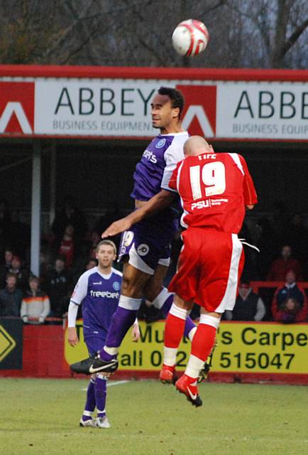 O'Grady glances the ball on.