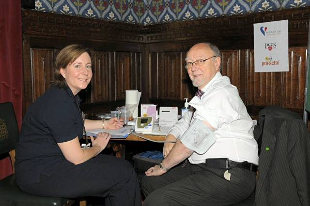 Jim Dobbin MP receiving a cardiovascular health check at the House of Commons