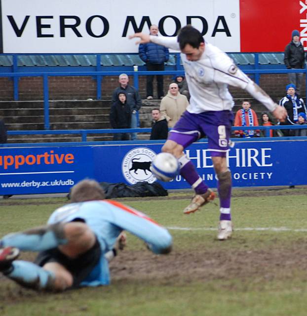 Dagnall somehow puts the ball wide from four yards.