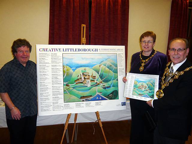 The Mayor launches the Map while Richard Cafiero and the Mayoress look on