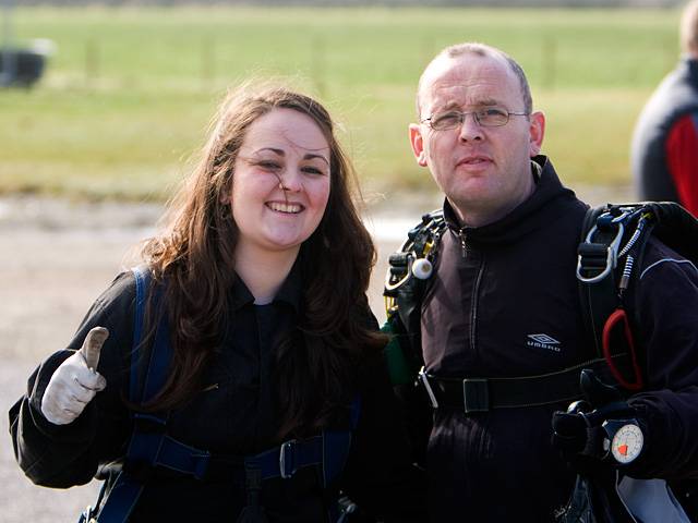 Getting ready to go, Laura Wild with instructor Paul Yeoman