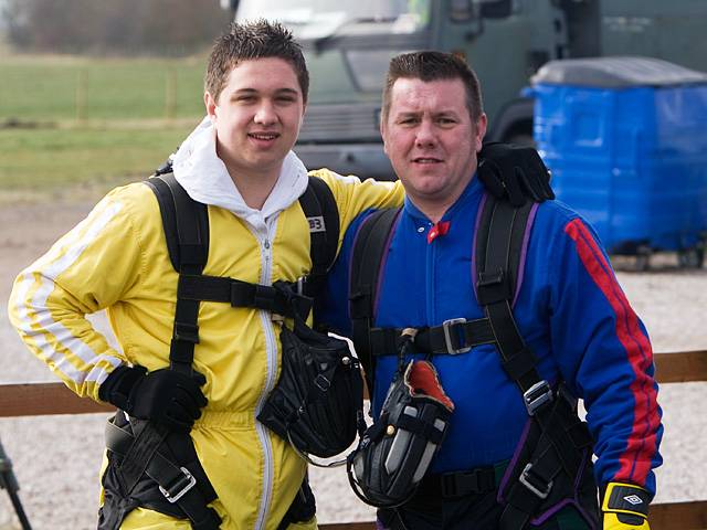 Joe Barnes and Gary Ward of Rochdale, who also jumped in aid of Springhill Hospice