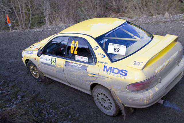 Subaru Impreza rally car that was co-driven by Newhey's Joe Cruttenden at the weekend