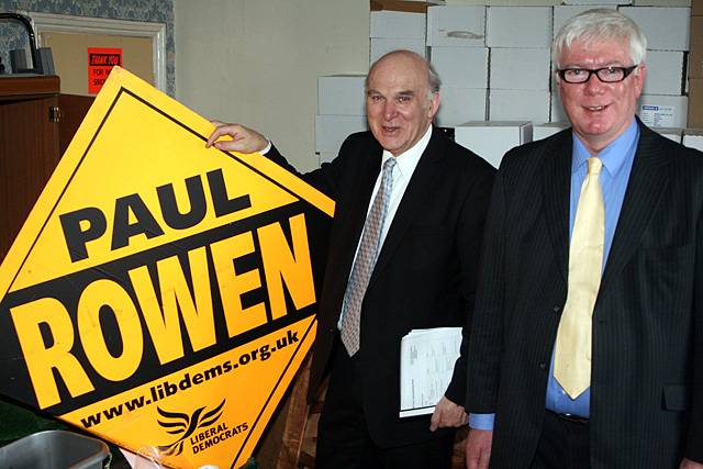 Shadow Chancellor of the Exchequer Vince Cable with Rochdale MP Paul Rowen