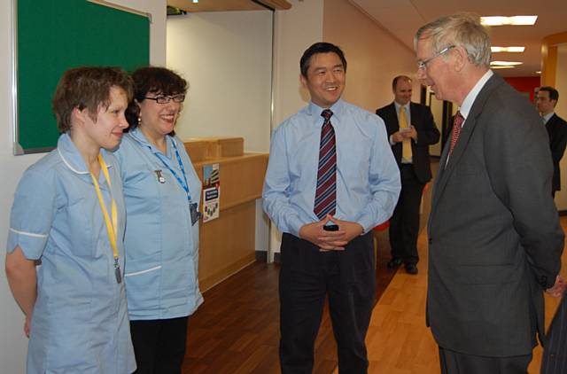 His Royal Highness The Duke of Gloucester  meets staff from Dr Ko's dental surgery