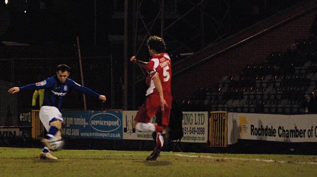 Chris Dagnall fires Rochdale ahead.