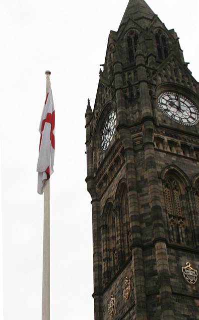 St George’s Day celebrations by flying the St George’s cross outside Rochdale Town Hall