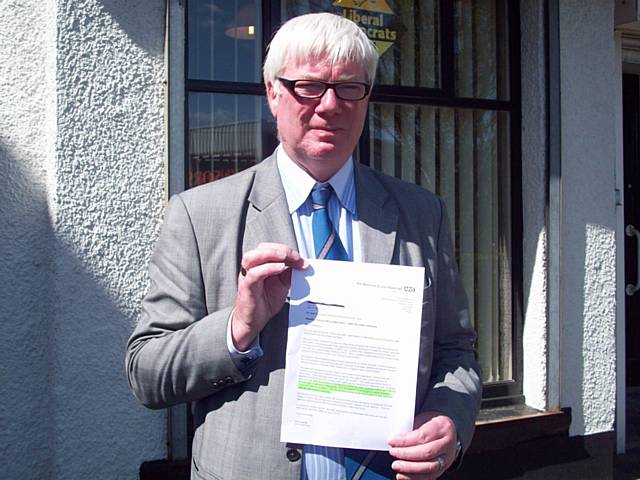 Paul Rowen with the letter from the hospital