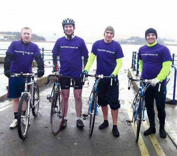 Paul McGrath, Thaddaeus Varey, Rick Fraine & Daniel Allen are doing the Coast to Coast cycle challenge to raise money for Pancreatic Cancer UK