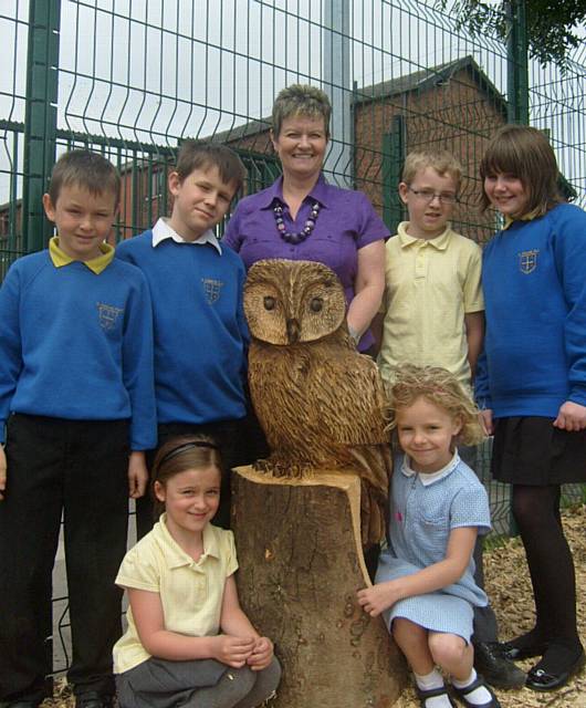 Headteacher Lynne Coxell with pupils from St Edward’s Primary School in Castleton