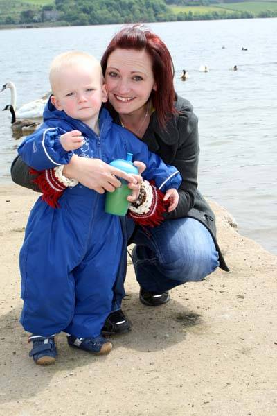 Claire McCurrie and her two-year-old son Zack came from Heywood to feed the ducks