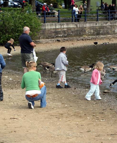 Families enjoying the fine weather at Hollingworth Lake