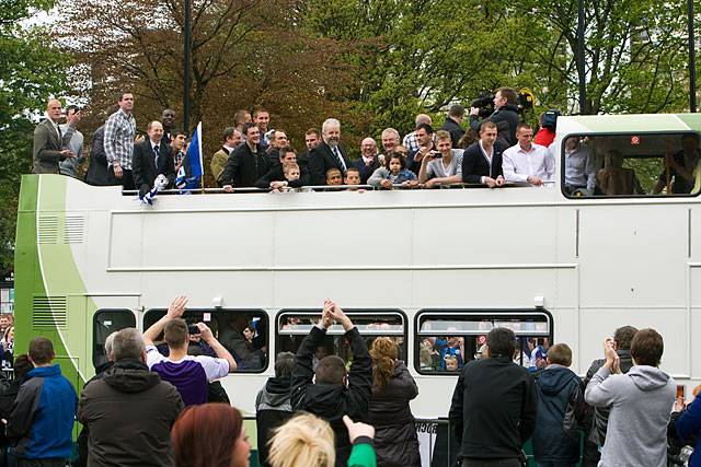 The Dale open top bus makes its way though the town centre