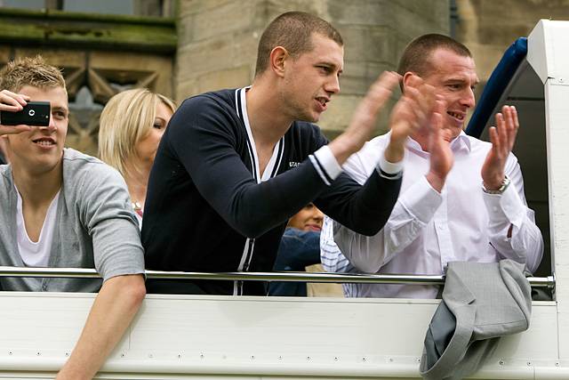 Dale players on the open top bus