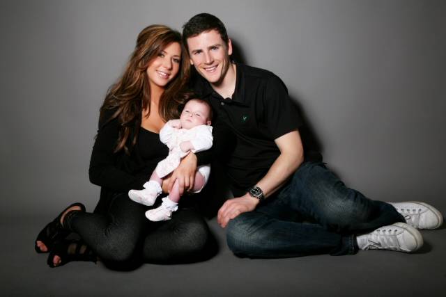 Claire Sampson, her partner Steven Spencer and their baby Eva