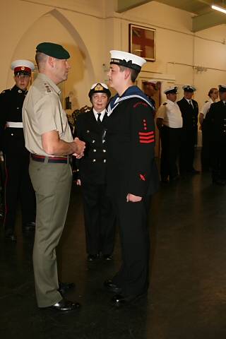 Lt. Col Davies speaking to a Rochdale Sea Cadet