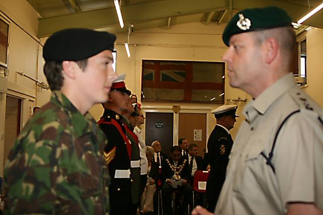 Lt. Col Davies speaking to a Rochdale Sea Cadet