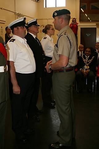 Lt. Col Davies speaking to a the Rochdale Sea Cadet volunteers