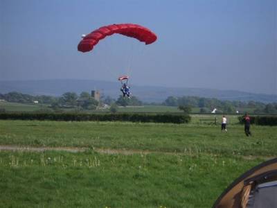 Chantal Taylor about to land following her skydive