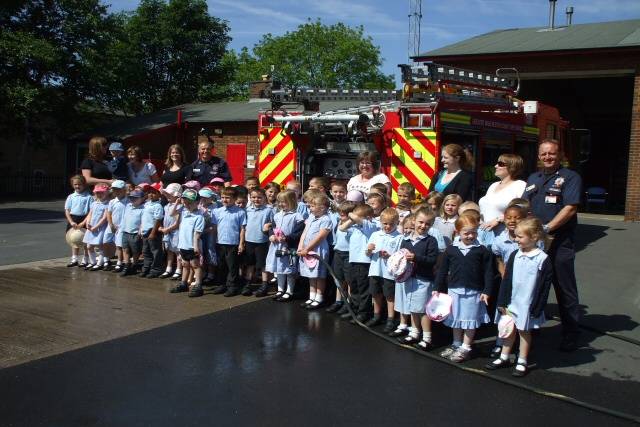 School children visit fire station