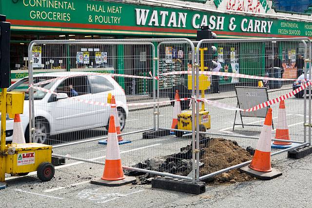 The hole in the road on Yorkshire Street close to the junction with Elliot Street