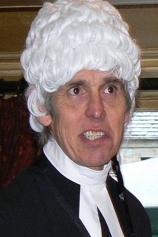 Writer Jon Comyn Platt in costume as the Vicar of Todmorden in the Tale of Tim Bobbin