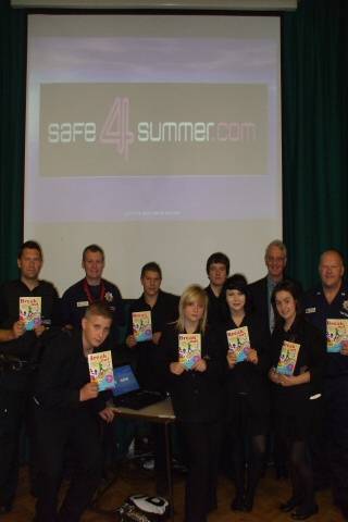 Middleton Technology year 10 students with Deputy Head David Roberts, PC Slater and CFS Officers Steve Ashworth and Gary Thomas
