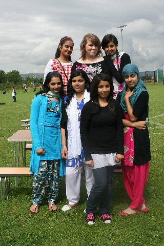 Friends having fun at the school's celebration day