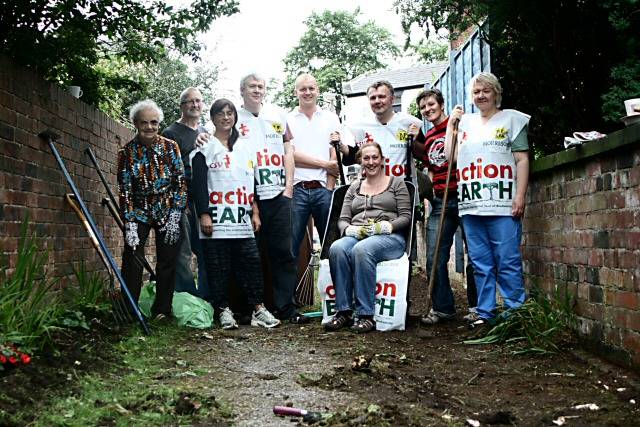 The volunteers on the unadopted path on St. Albans Street, Rochdale