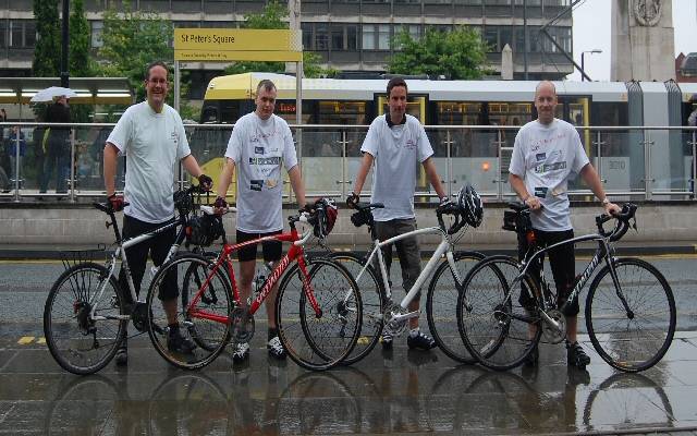 The cycling team - Chris Byrne, Dave Maskew, from Rochdale, Anthony Turner and Paul Carruthers 