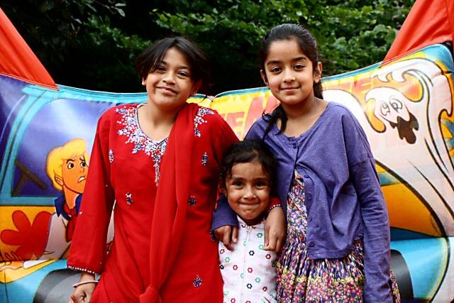 Girls enjoying the bouncy castle