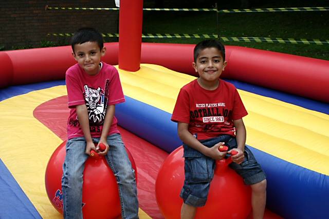 Children bouncing about