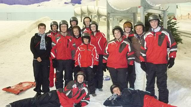 The summer school group at a team building session at the Chill Factor