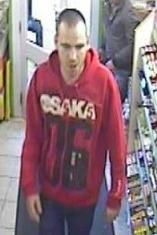 A CCTV image of a man the police want to speak to in connection with the robbery