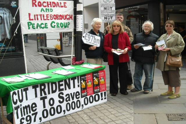 Peace Group members campaigning against Trident in Yorkshire Street in June 2010