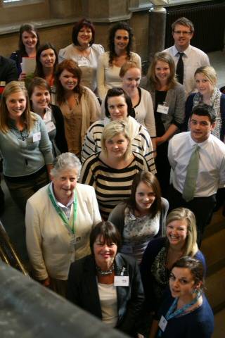 Some of the newly qualified teachers with Councillor Teresa Fitzsimons Cabinet Member for Children, Schools and Families and the Executive Director of Children’s Services, Cheryl Eastwood 