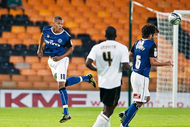 Port Vale 2 - 1 Rochdale<br />Josh Thompson with a powerful header out